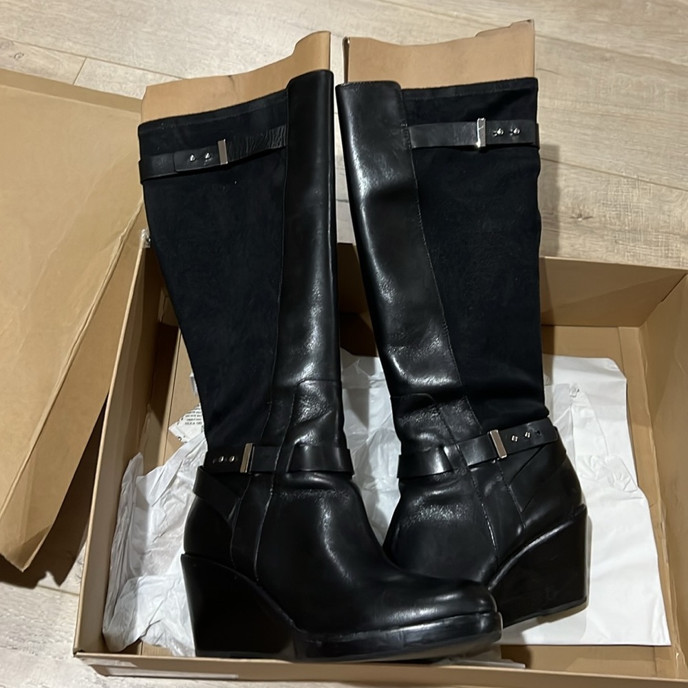 Knee length Cole Haan wedge heel boots - Picture 4 of 5